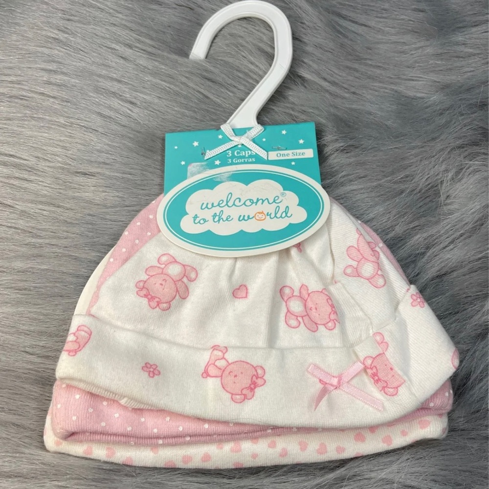 Welcome to the world infant caps 3 gilrs